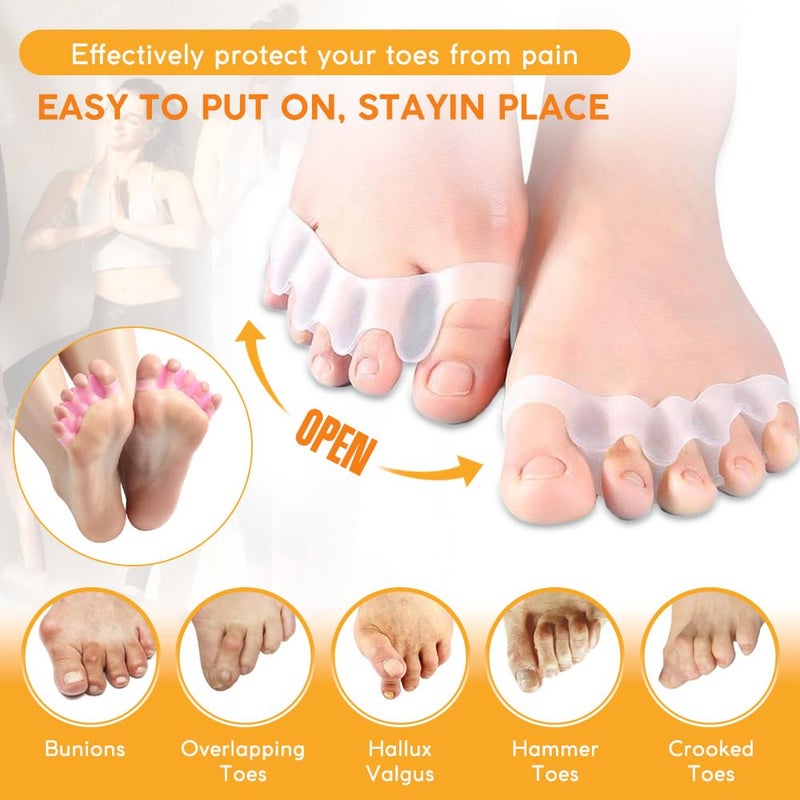 فاصل أصابع القدم - مصحح إصبع القدم الكبير من السيليكون - يخفف آلام القدم المطرقة وأورام أصابع القدم الملتفة - زوج واحد من فاصل أصابع القدم الأزرق القابل للتعديل لكل من الرجال والنساء (قطعتان أزرقتان) - Image 2